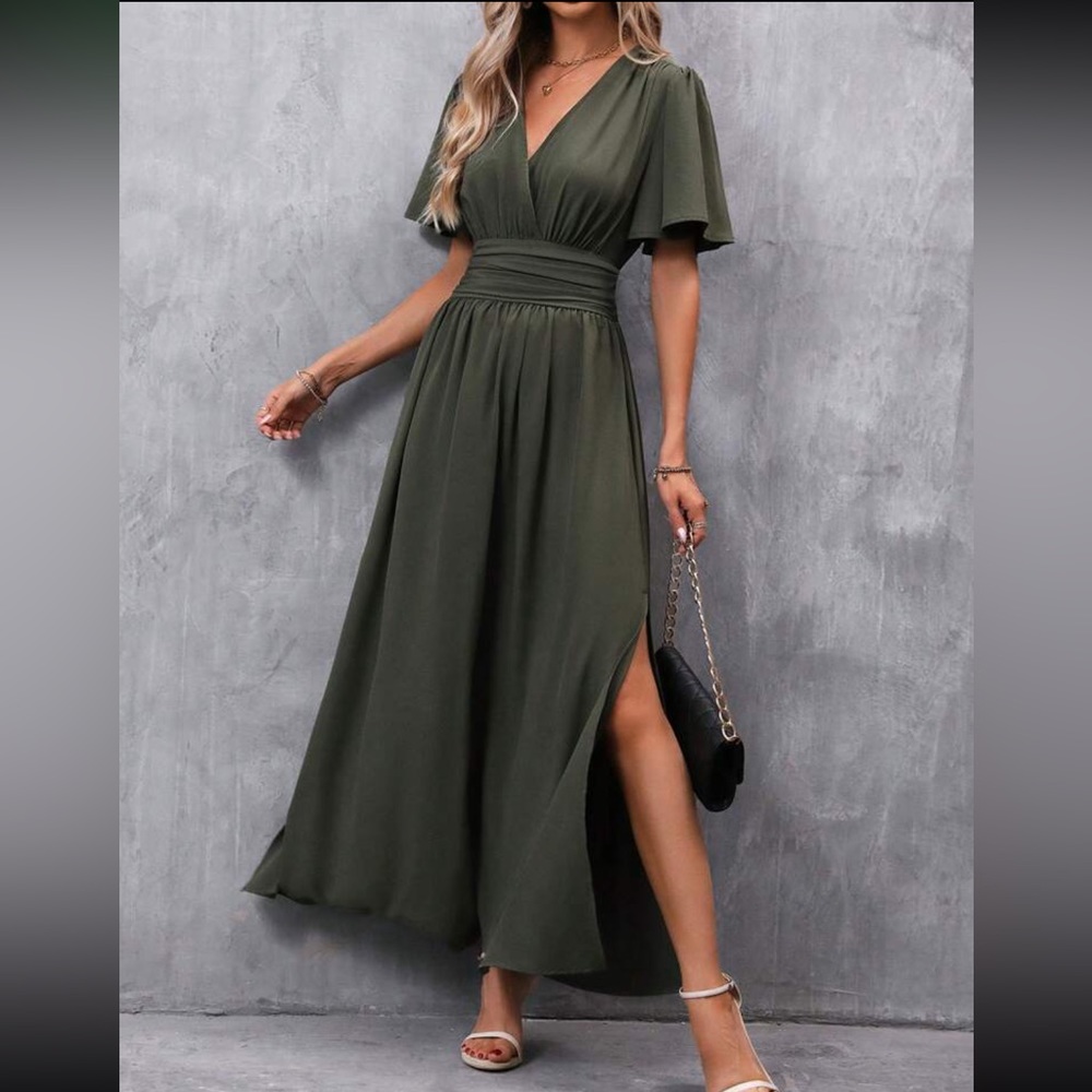 Elegant Olive Maxi Dress
